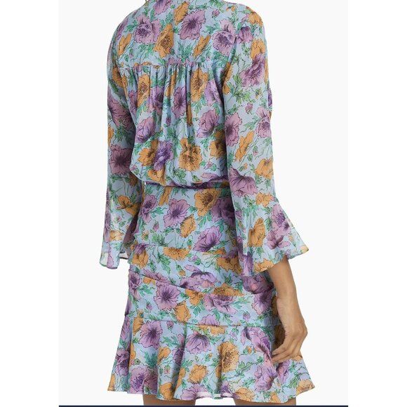 Veronica Beard $598 Silk Sean Floral Printed Ruched Mini Dress Sz 8 NEW - Picture 4 of 11
